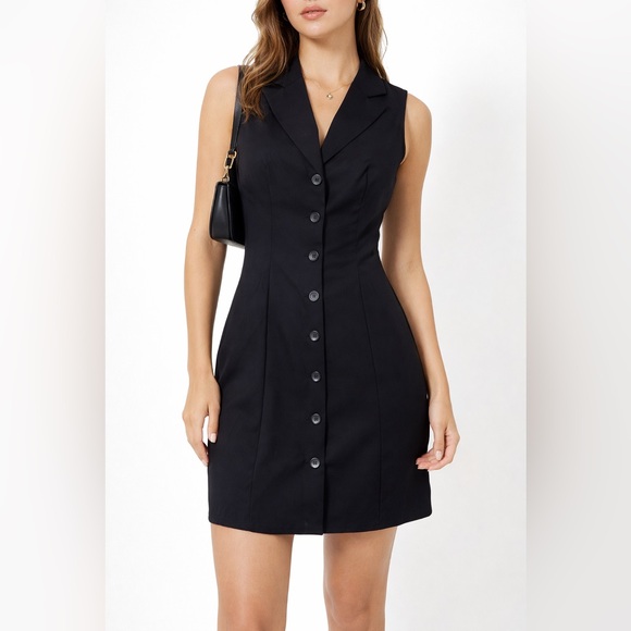 Commense Dresses & Skirts - Commense Black Button Down Blazer Dress - Size S